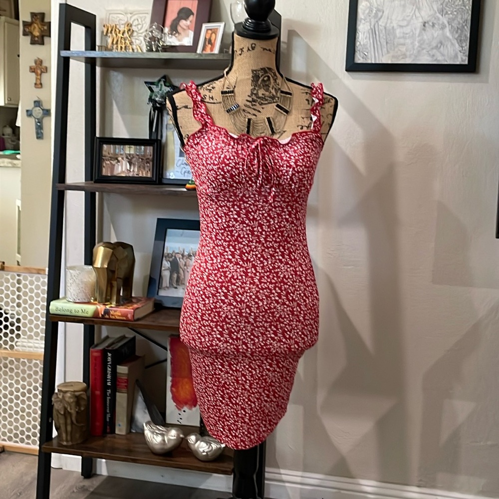 Red & White Floral Dress